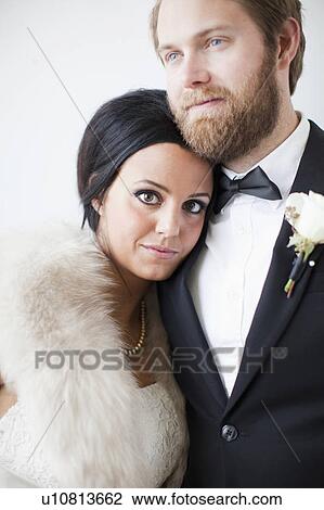 Studio Shot portrait of bride and groom View Large Photo Image Stock Image - Studio Shot portrait of bride and groom. Fotosearch