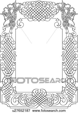 Angel Calligraphic Design Frame View Large Clip Art Graphic Clip Art - Angel Calligraphic Design Frame. Fotosearch