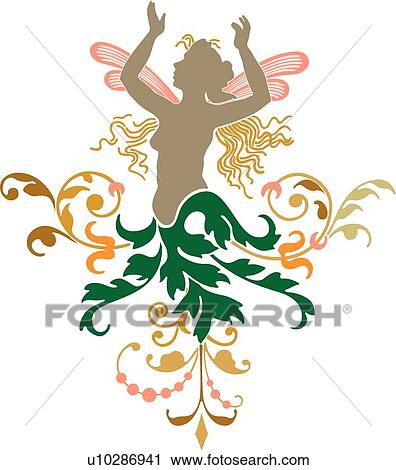 Angel with pink wings and a leaf skirt View Large Clip Art Graphic Clipart - Angel with pink wings and a leaf skirt . Fotosearch