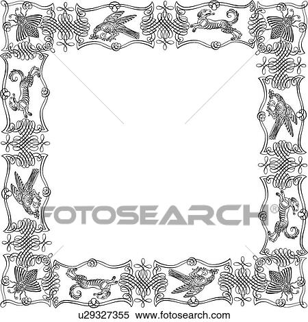 Animal Calligraphic Design Frame View Large Clip Art Graphic Clipart - Animal Calligraphic Design Frame. Fotosearch
