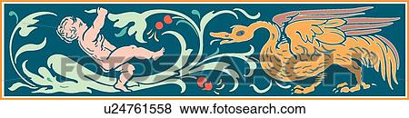 Clip Art - Bird and Baby Design Ornament. Fotosearch