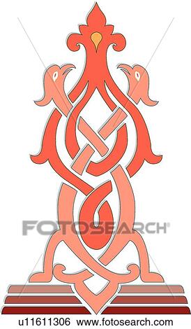 Bird Design Ornament in Red View Large Clip Art Graphic Clip Art - Bird Design Ornament in Red. Fotosearch