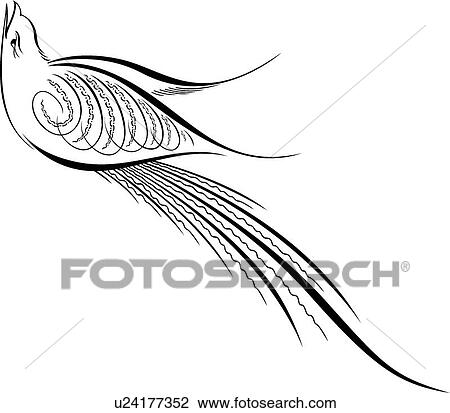 Clipart - Bird flying to the left Calligraphic Design. Fotosearch