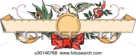 Clip Art - Bird ribbon header with a circle . Fotosearch