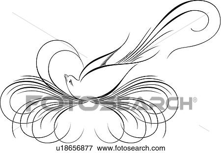 Bird sitting in nest Calligraphic Design View Large Clip Art Graphic Clip Art - Bird sitting in nest Calligraphic Design. Fotosearch