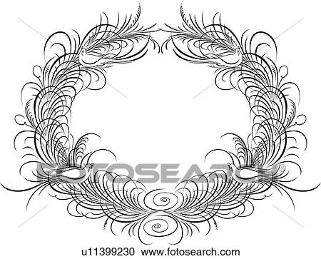 Birds on Wreath Calligraphic Design View Large Clip Art Graphic Clipart - Birds on Wreath Calligraphic Design. Fotosearch