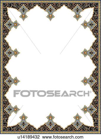 Black and Gold Arabesque Border View Large Clip Art Graphic Clipart - Black and Gold Arabesque Border. Fotosearch