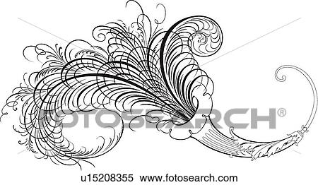 Clipart - Black and White Calligraphic Design. Fotosearch