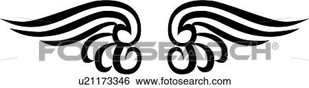 Clip Art - Black and white wings . Fotosearch