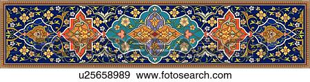 Black, blue, red and orange Arabesque banner View Large Clip Art Graphic Clip Art - Black, blue, red and orange Arabesque banner. Fotosearch