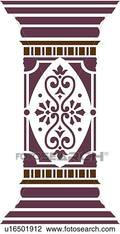 Clipart - Black Decorative Column Design Ornament. Fotosearch