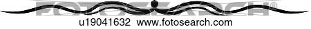 Clipart - Black Wavy Line Design Ornament. Fotosearch