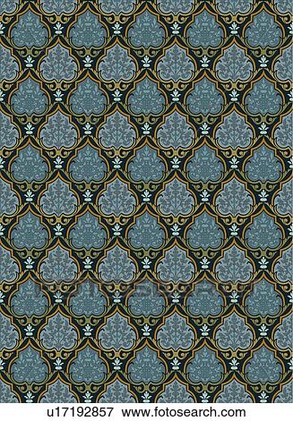 Clip Art - Blue and Black Victorian Background Pattern. Fotosearch