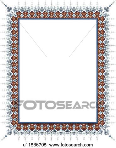 Blue and Brown Arabesque Border View Large Clip Art Graphic Clipart - Blue and Brown Arabesque Border. Fotosearch