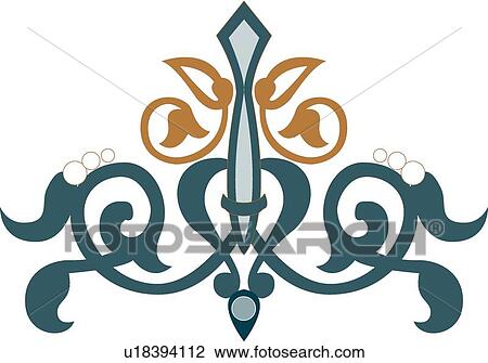 Clipart - Blue and brown design . Fotosearch