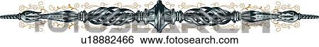 Clip Art - Blue and gold horizontal Design Ornament. Fotosearch