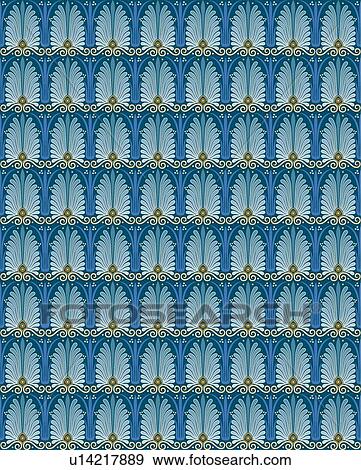 Clip Art - Blue and Gold Victorian Background Pattern. Fotosearch