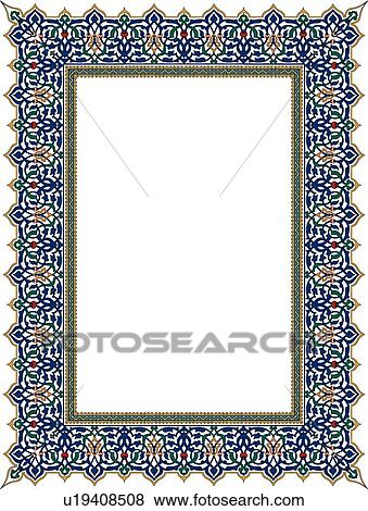 Clip Art - Blue and Green Arabesque Border. Fotosearch