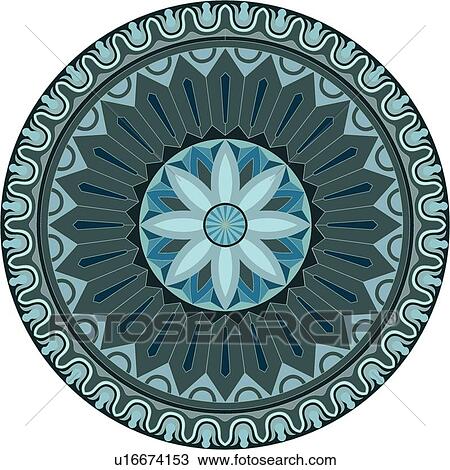 Blue and green round flower pattern Arabesque Design View Large Clip Art Graphic Clipart - Blue and green round flower pattern Arabesque Design. Fotosearch