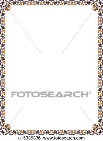Blue and orange decorative victorian Border View Large Clip Art Graphic Clip Art - Blue and orange decorative victorian Border. Fotosearch