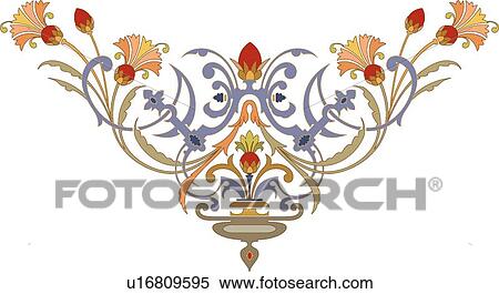 Blue and Orange Floral Design Ornament in Triangular Shape View Large Clip Art Graphic Clipart - Blue and Orange Floral Design Ornament in Triangular Shape. Fotosearch