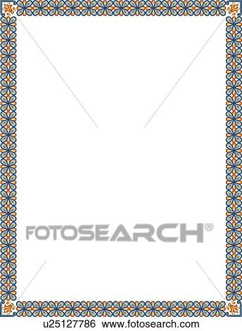Blue and orange flower victorian Border View Large Clip Art Graphic Clip Art - Blue and orange flower victorian Border. Fotosearch