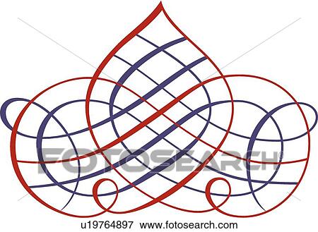Clip Art - Blue and Red Crisscross Printer Ornament. Fotosearch