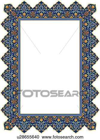 Blue and Yellow Arabesque Border View Large Clip Art Graphic Clipart - Blue and Yellow Arabesque Border. Fotosearch