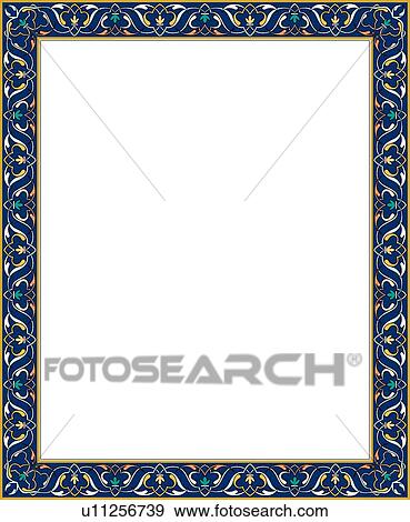 Clip Art - Blue Arabesque Border. Fotosearch