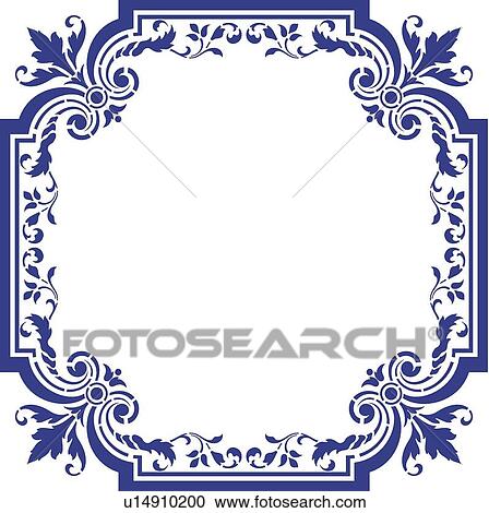 Blue fancy frame View Large Clip Art Graphic Clipart - Blue fancy frame. Fotosearch