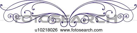 Clip Art - Blue Fancy Printer Ornament. Fotosearch