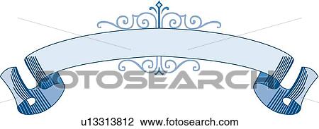 Clipart - Blue fancy ribbon with copy space. Fotosearch