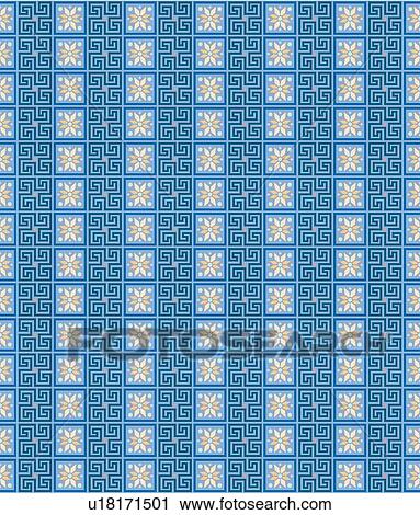 Clipart - Blue Floral Background Pattern. Fotosearch