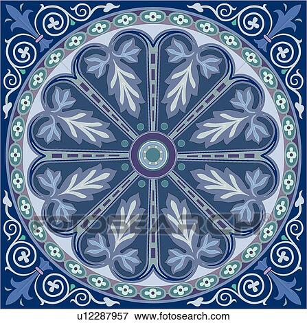 Blue Floral Design Ornament View Large Clip Art Graphic Clip Art - Blue Floral Design Ornament. Fotosearch