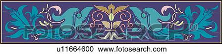 Clipart - Blue Floral Design Ornament. Fotosearch