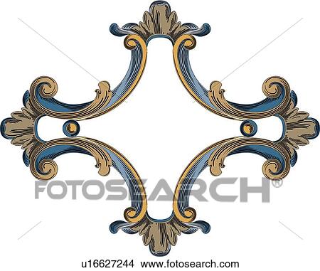 Clipart - Blue, gold and brown Frame. Fotosearch