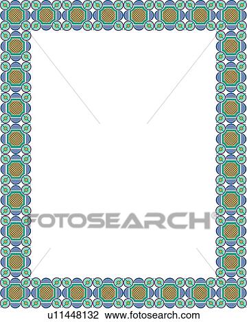 Blue, gold and green pattern victorian Border View Large Clip Art Graphic Clipart - Blue, gold and green pattern victorian Border. Fotosearch