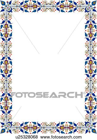 Blue, green and brown floral victorian Border View Large Clip Art Graphic Clip Art - Blue, green and brown floral victorian Border. Fotosearch