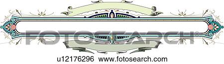Blue, green and pink oval framed header with gold accents and ribbons top and bottom View Large Clip Art Graphic Clip Art - Blue, green and pink oval framed header with gold accents and ribbons top and bottom. Fotosearch