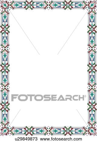 Blue, green and red victorian Border View Large Clip Art Graphic Clipart - Blue, green and red victorian Border. Fotosearch