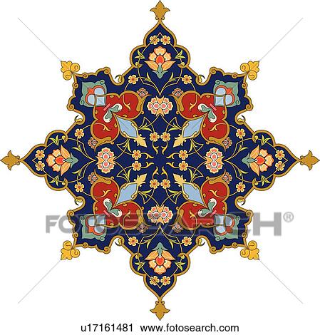 Blue, green, red and gold Arabesque Design View Large Clip Art Graphic Clipart - Blue, green, red and gold Arabesque Design. Fotosearch