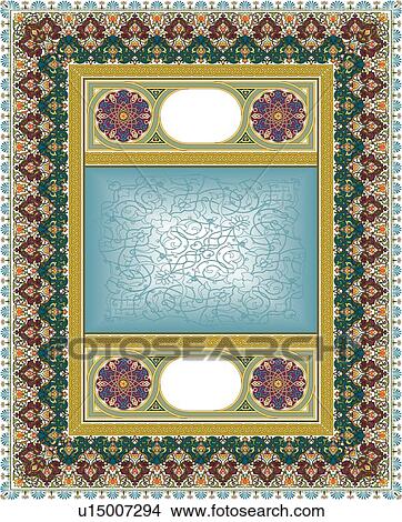 Blue, green, red, and gold rectangle Arabesque Design with leaf pattern View Large Clip Art Graphic Clipart - Blue, green, red, and gold rectangle Arabesque Design with leaf pattern. Fotosearch
