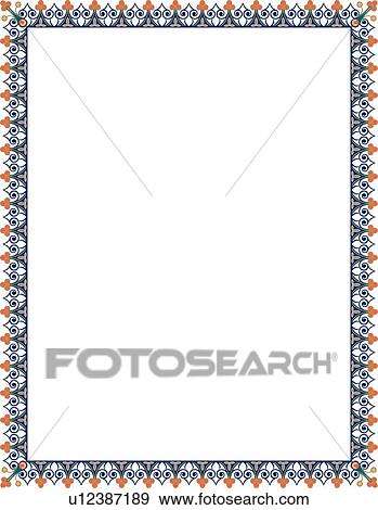 Blue, orange and green victorian Border View Large Clip Art Graphic Clip Art - Blue, orange and green victorian Border. Fotosearch