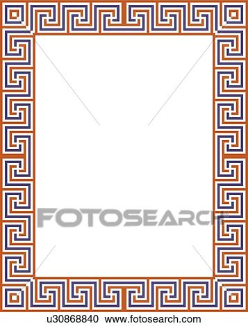 Blue, orange and white lines in victorian Border View Large Clip Art Graphic Clipart - Blue, orange and white lines in victorian Border. Fotosearch