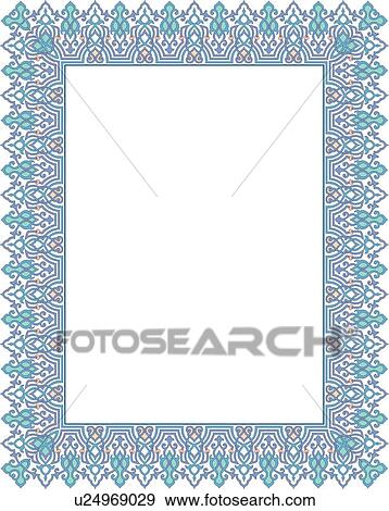 Blue, pink and white delicate arabesque Border View Large Clip Art Graphic Clip Art - Blue, pink and white delicate arabesque Border. Fotosearch