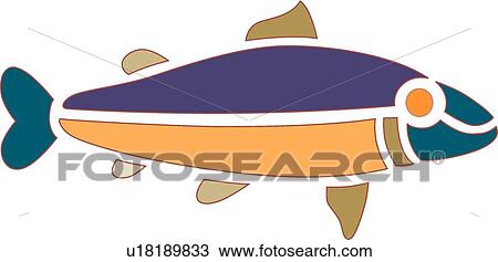 Clipart - Blue, Purple and Orange Celtic Fish. Fotosearch