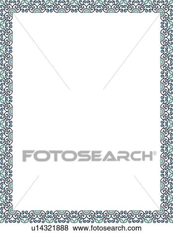 Clip Art - Blue rectangle victorian Border. Fotosearch