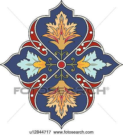 Blue, red and green flower Arabesque Design View Large Clip Art Graphic Clip Art - Blue, red and green flower Arabesque Design. Fotosearch