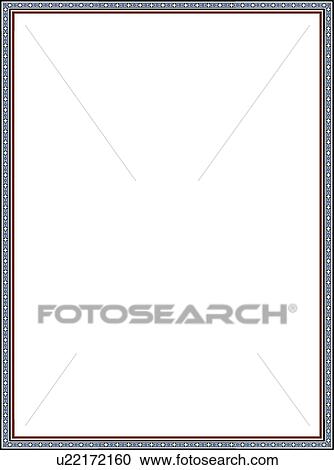 Clipart - Blue, red and white arabesque Border. Fotosearch