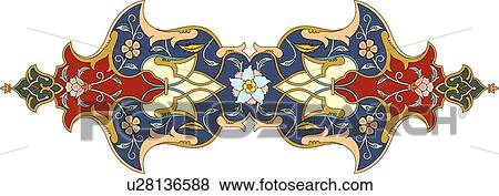 Blue, Red and Yellow Floral Arabesque Design View Large Clip Art Graphic Clip Art - Blue, Red and Yellow Floral Arabesque Design. Fotosearch